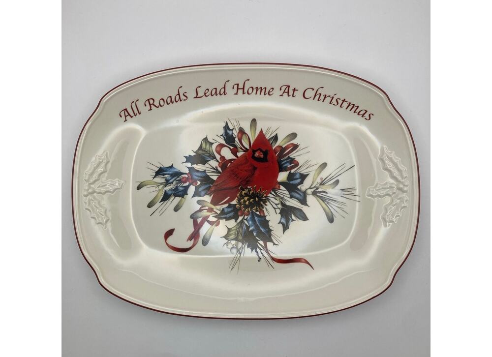 Lenox winter Greetings All Roads Lead Home Too Christmas Serving Platter